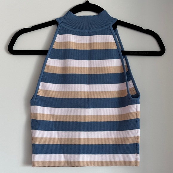 Aritzia Babaton Sculpt Knit Stripe Halter Tank - Picture 1 of 5